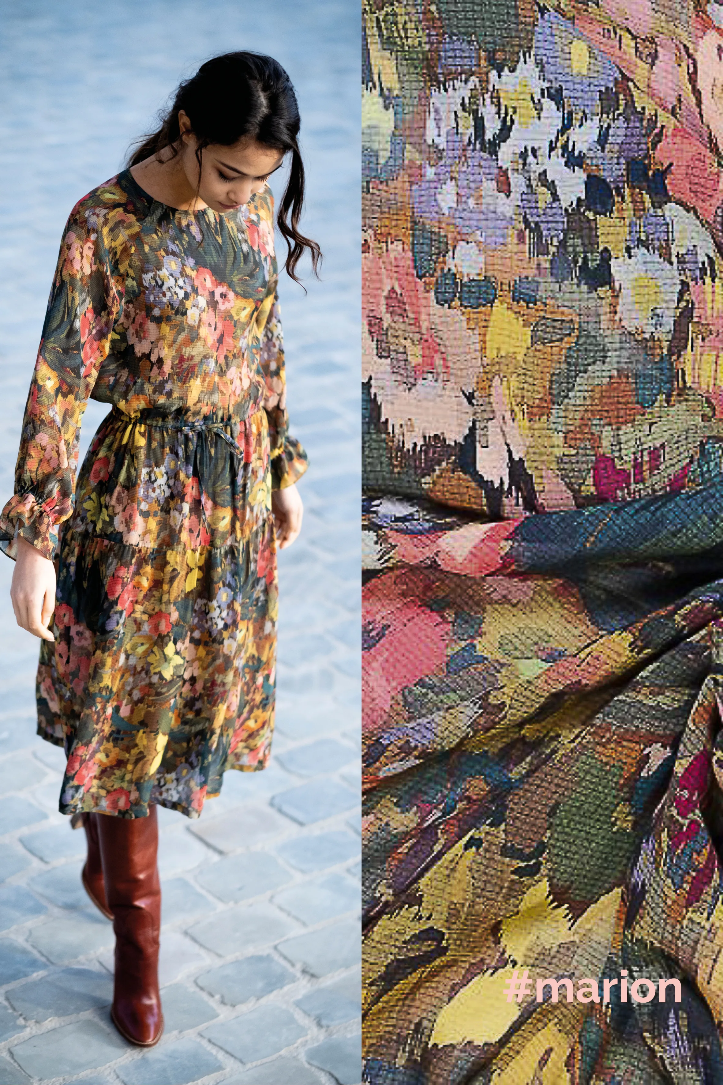 Viscose crêpe met bloemetjes van Fibre Mood
